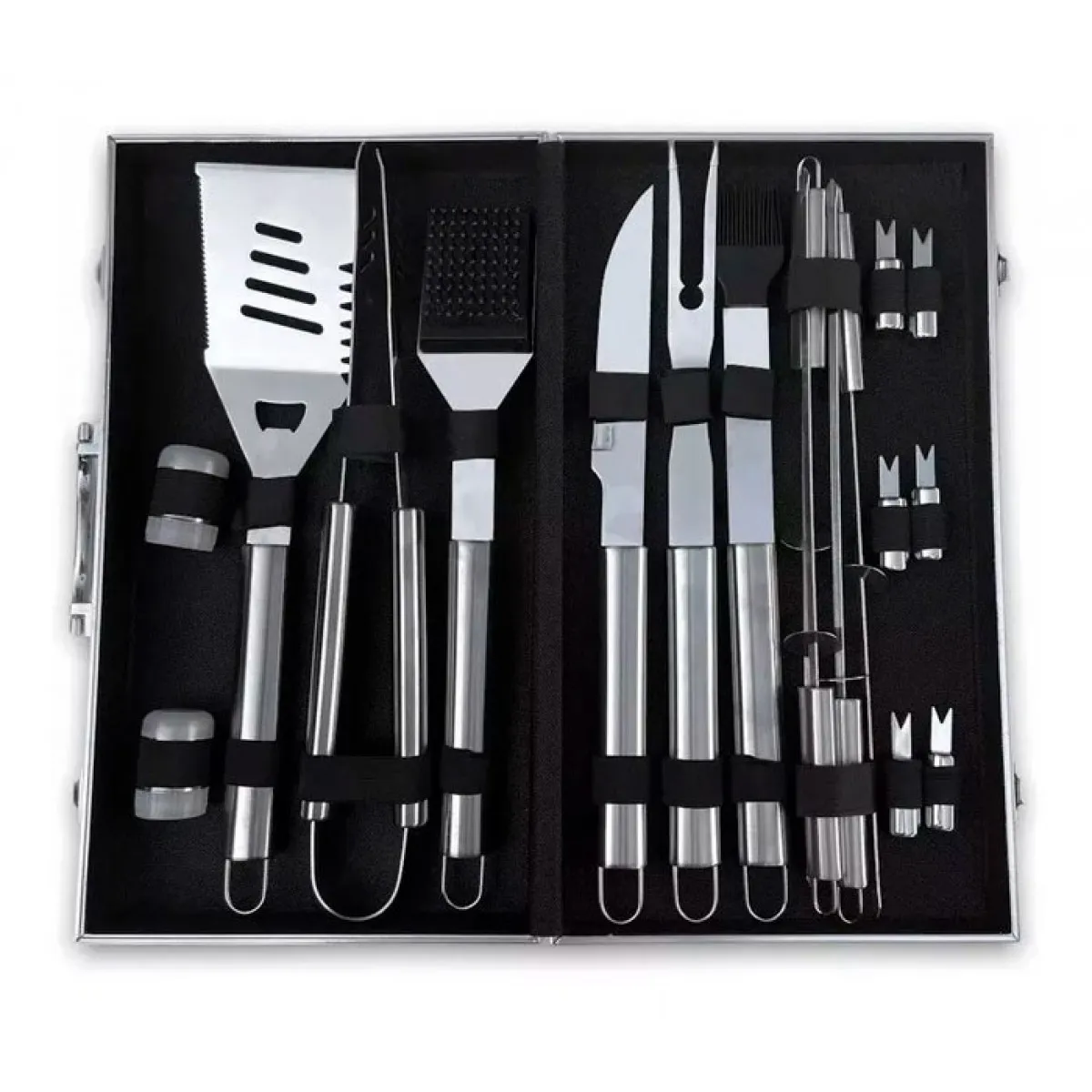 GENERICO - Set parrillero acero inoxidable con estuche Pack 6 Bighouse