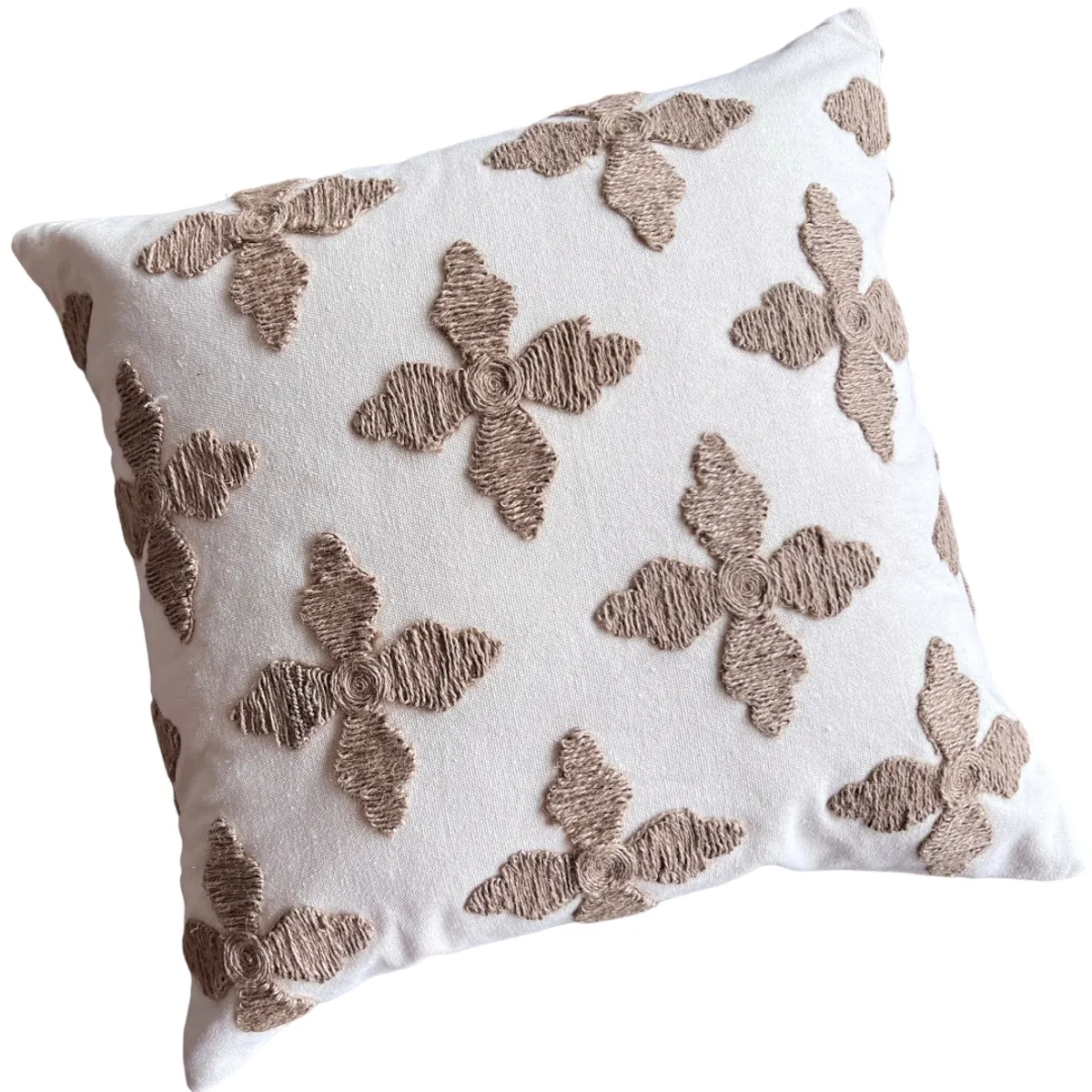 MANDIRHOME - Funda de Cojín Natural Rústico Arpillera Cruceta Cuadrada