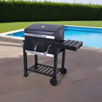 Parrilla Carbón Con Tapa Y Ruedas Termómetro