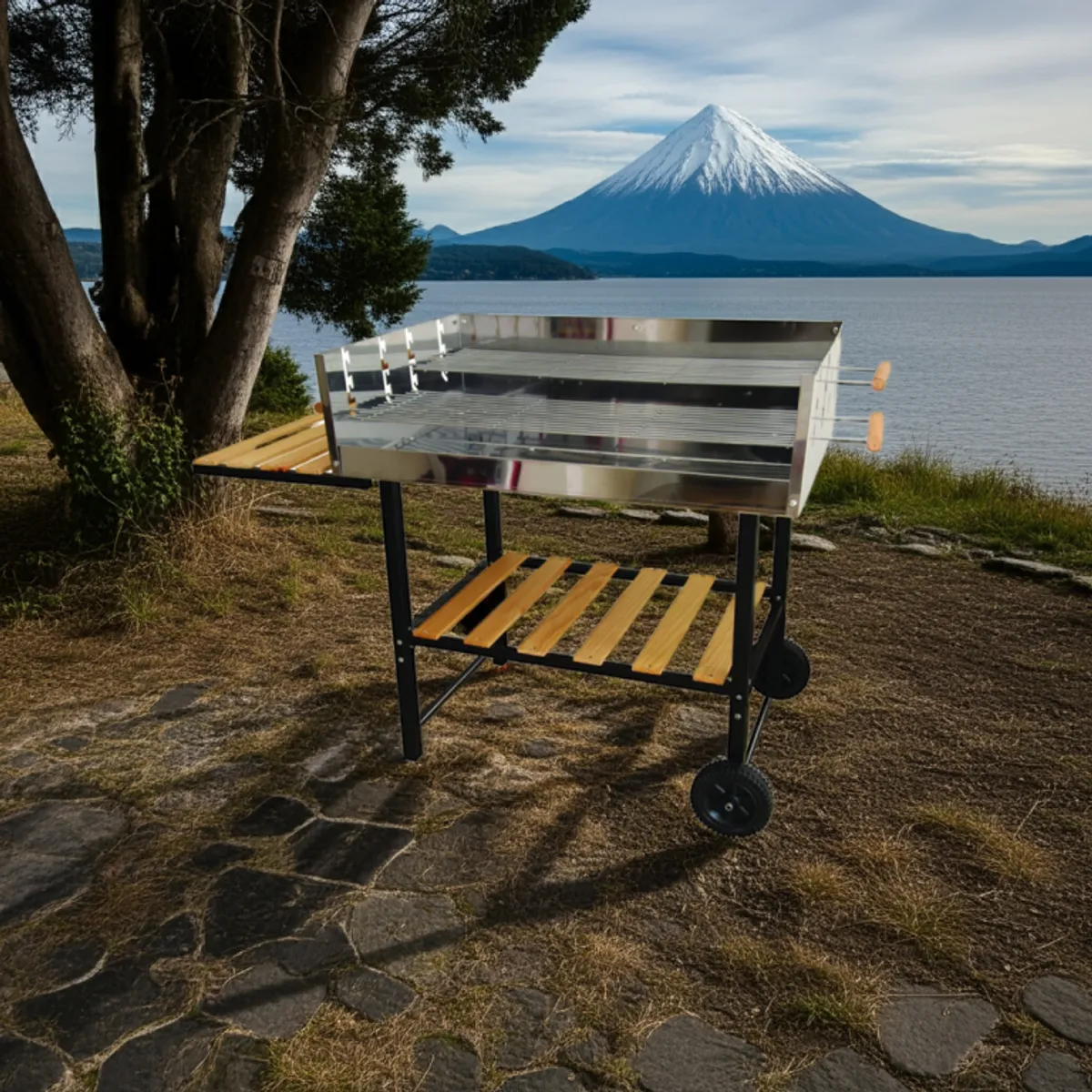 IGPRO - Parrilla Carbón Acero Inoxidable Con Ruedas