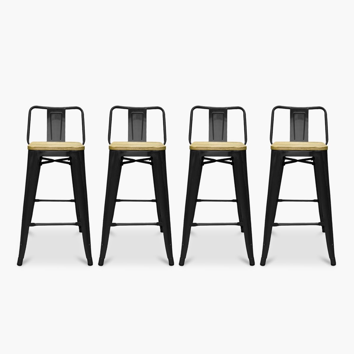 FORM DESIGN - Pack 4 Tolix Taburetes c/resp 66 Madera Negro Form