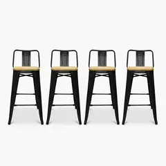 FORM DESIGN - Pack 4 Tolix Taburetes c/resp 66 Madera Negro Form