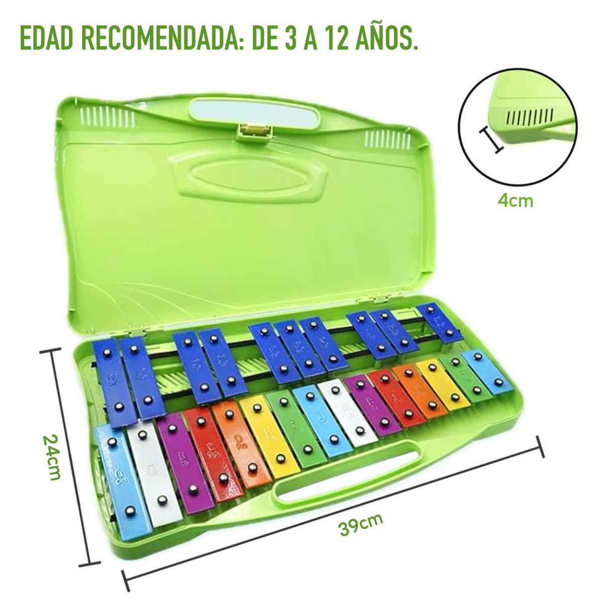 TOYUN TOYUN - Metalófono 25 Notas Cromático Didáctico  VERDE