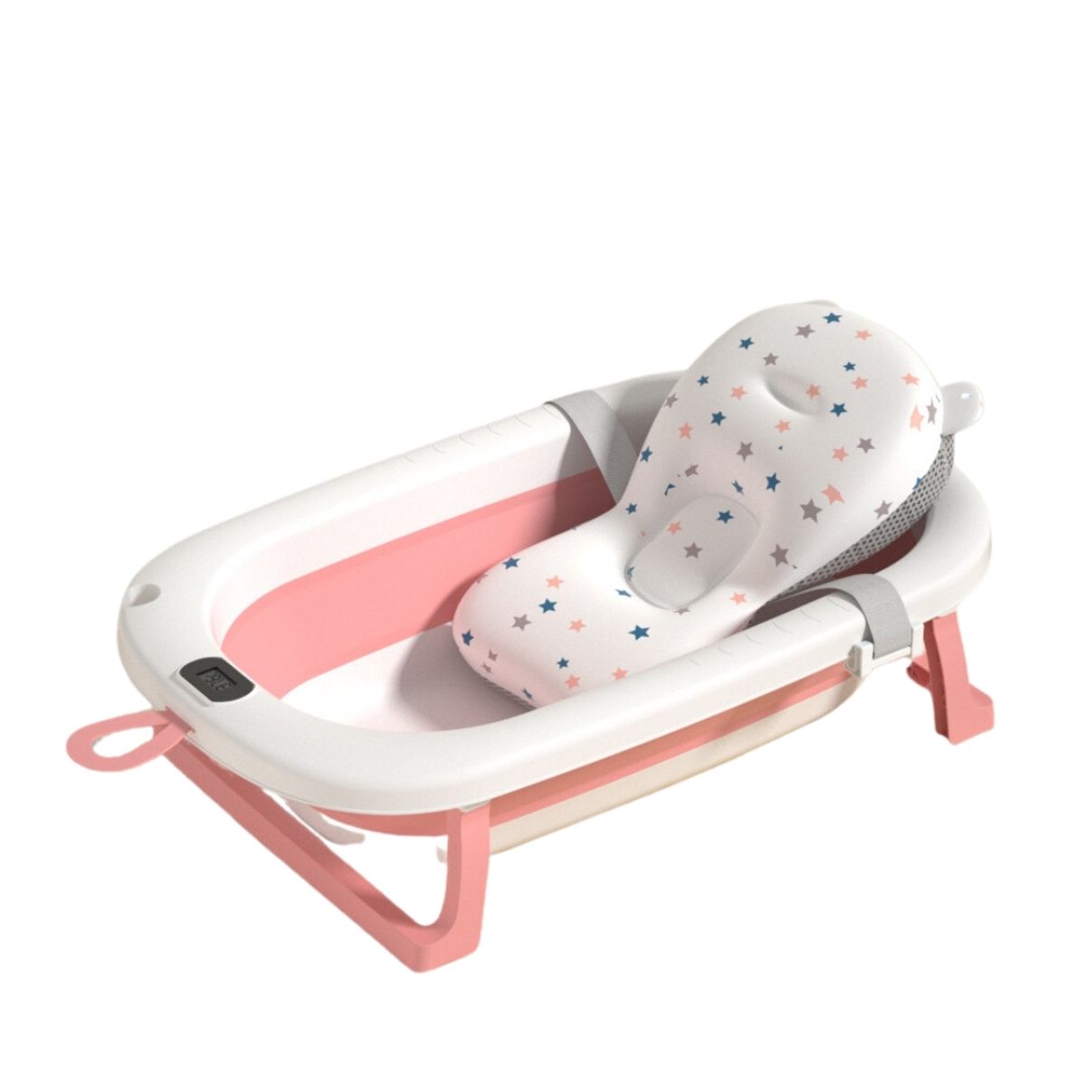 BABYLUNA - Tina Bañera Plegable Bebé con Termómetro y Cojín Estrella