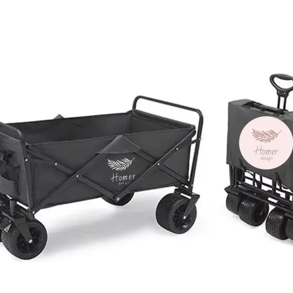 HOMER DESIGN - Carrito plegable XXL para camping compra con freno porta vaso