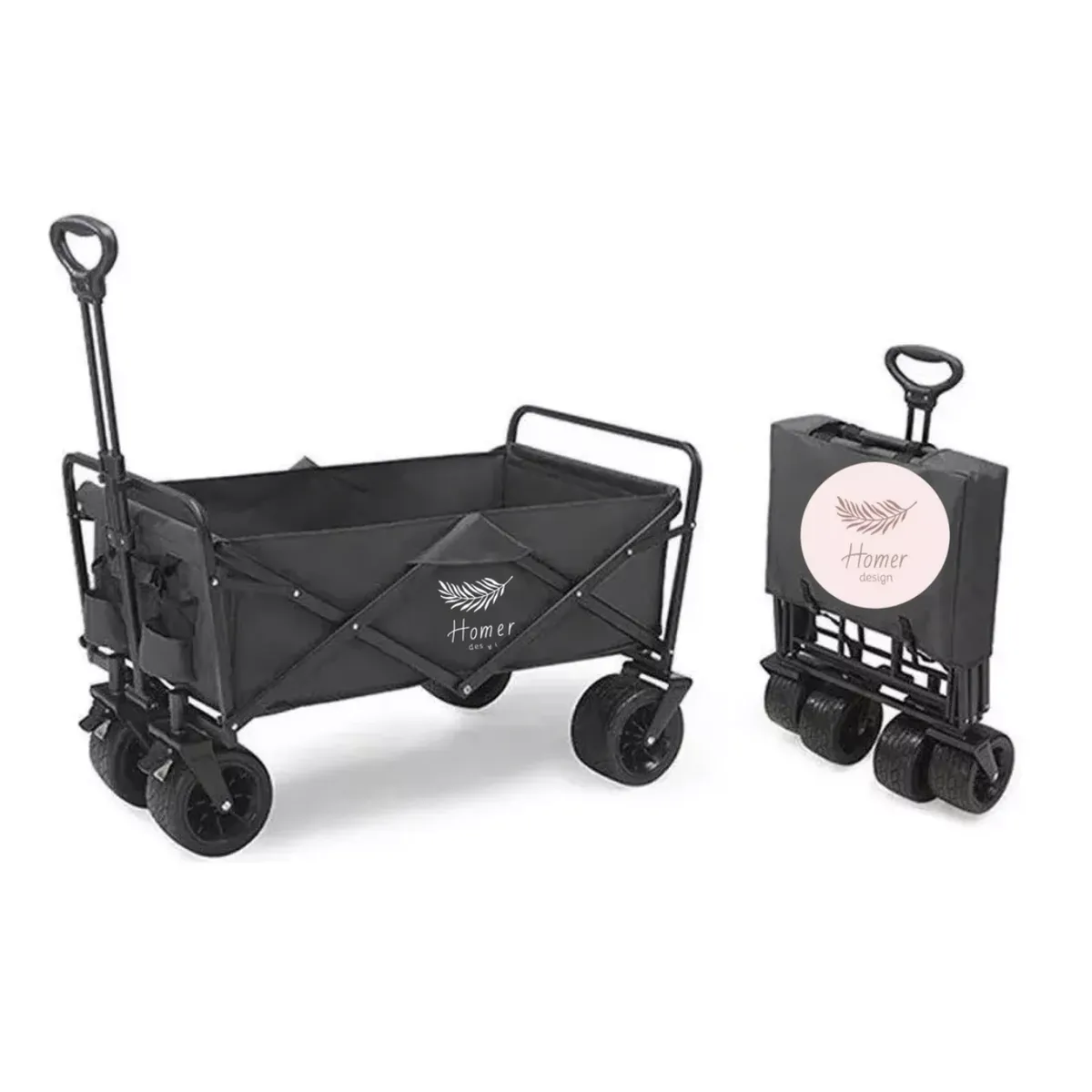 HOMER DESIGN - Carrito plegable XXL para camping compra con freno porta vaso
