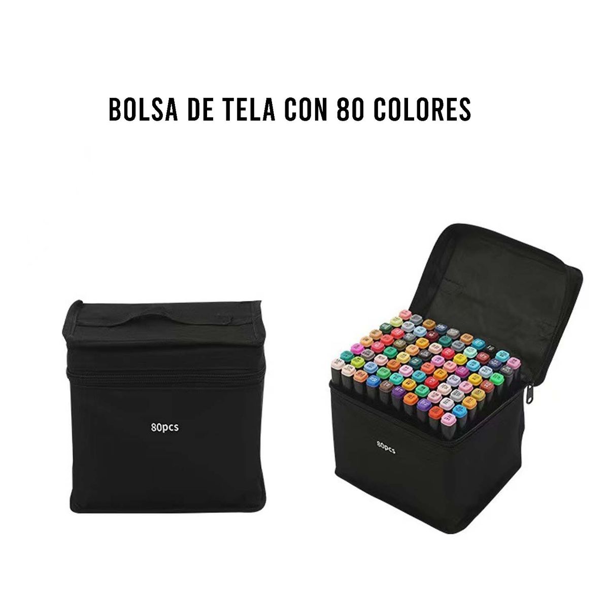 CRUSEC - Marcadores Doble Punta Tipo Touchfive X 80 Uds con Bolso