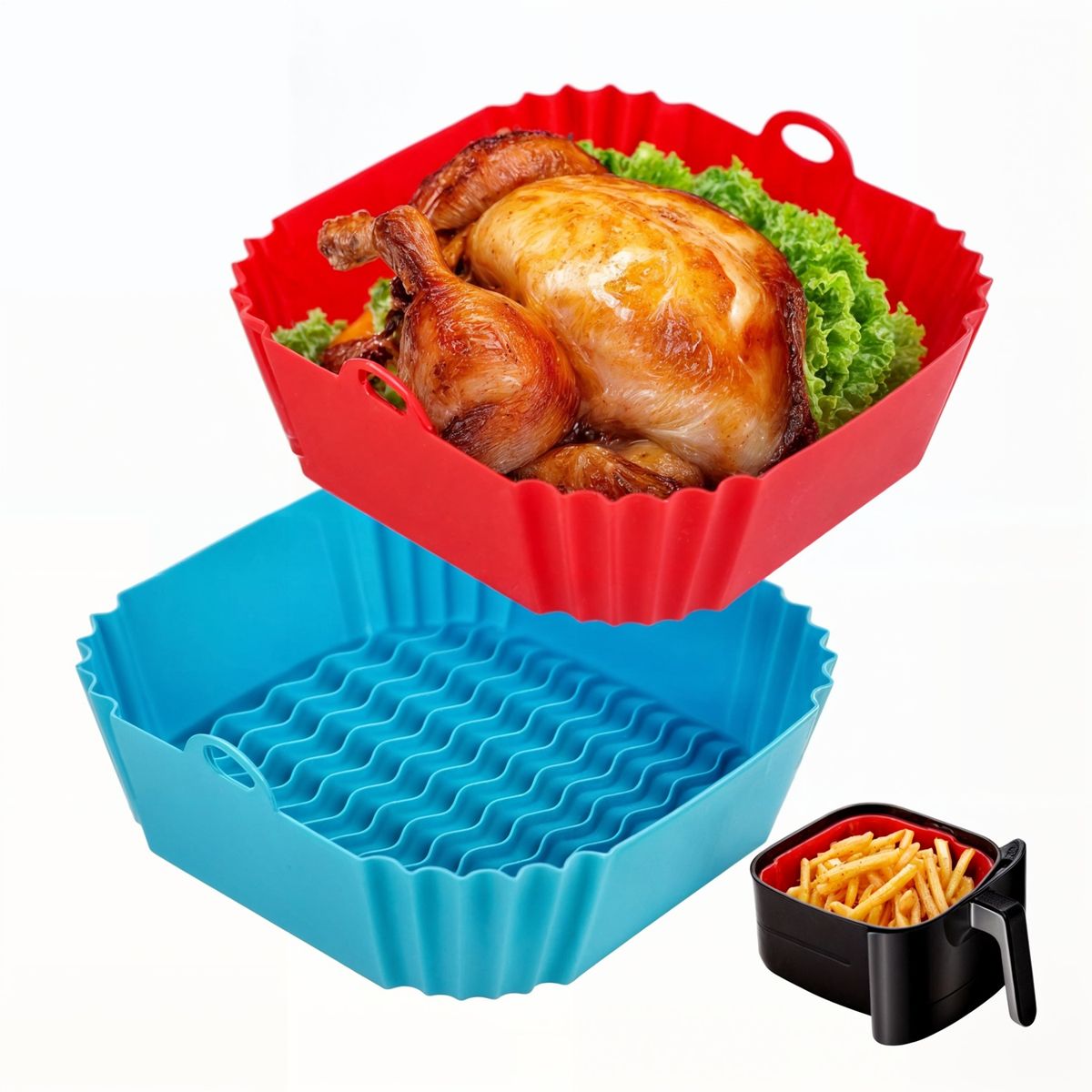 GENERICO - 2 Forro silicona para airfryer para freidora silicona cuadrado