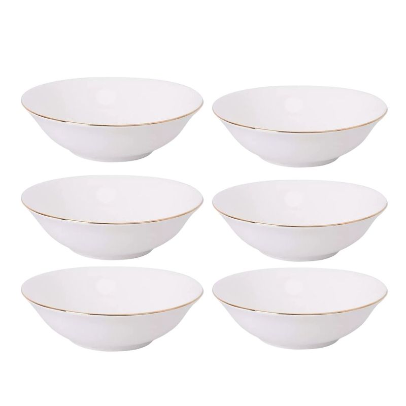 GENERICO - Pack 6 Platos Sopa Porcelana Royal Borde Dorado Hallen 20cm