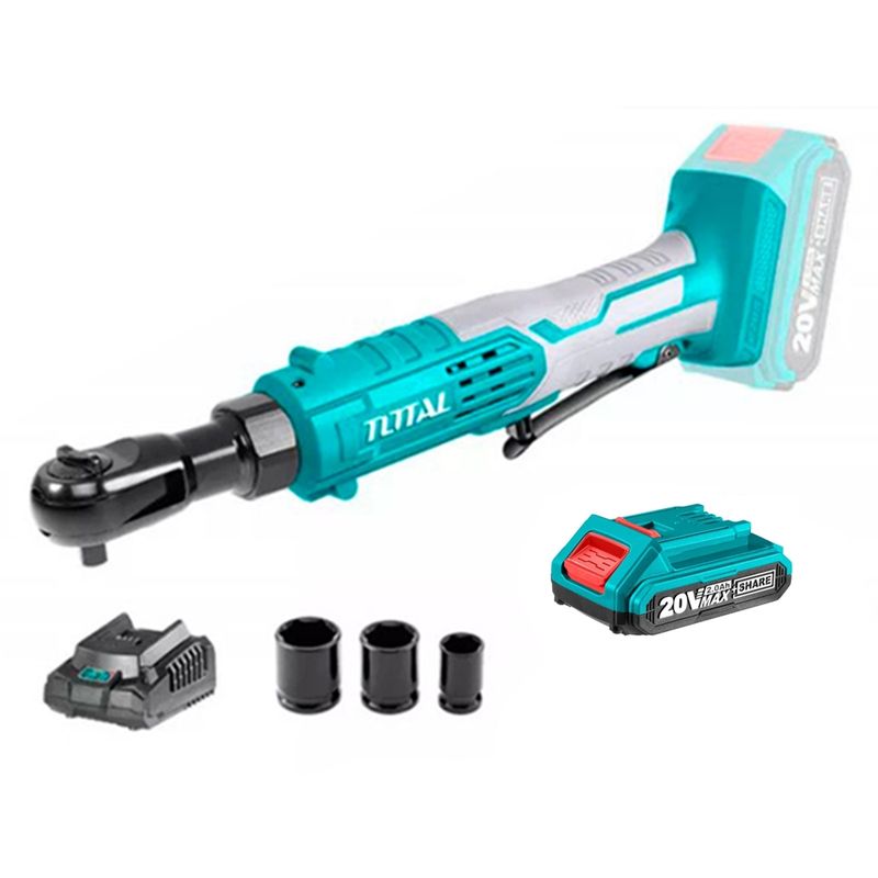 TOTAL TOOLS - Llave Chicharra 38 Inalambrica 20v Bateria  Cargador Total