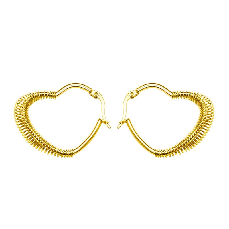 LUX JOYAS - Aros Baño Oro Amarillo 18k Argollas Corazón Resorte S