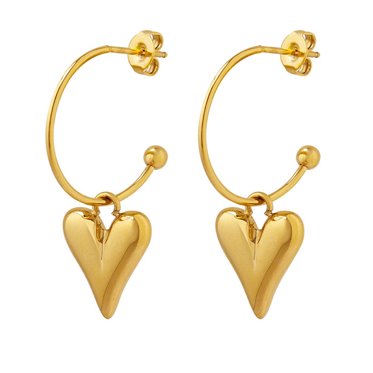 LUX JOYAS - Aros Baño Oro Amarillo 18k Argollas Tornillo Corazón