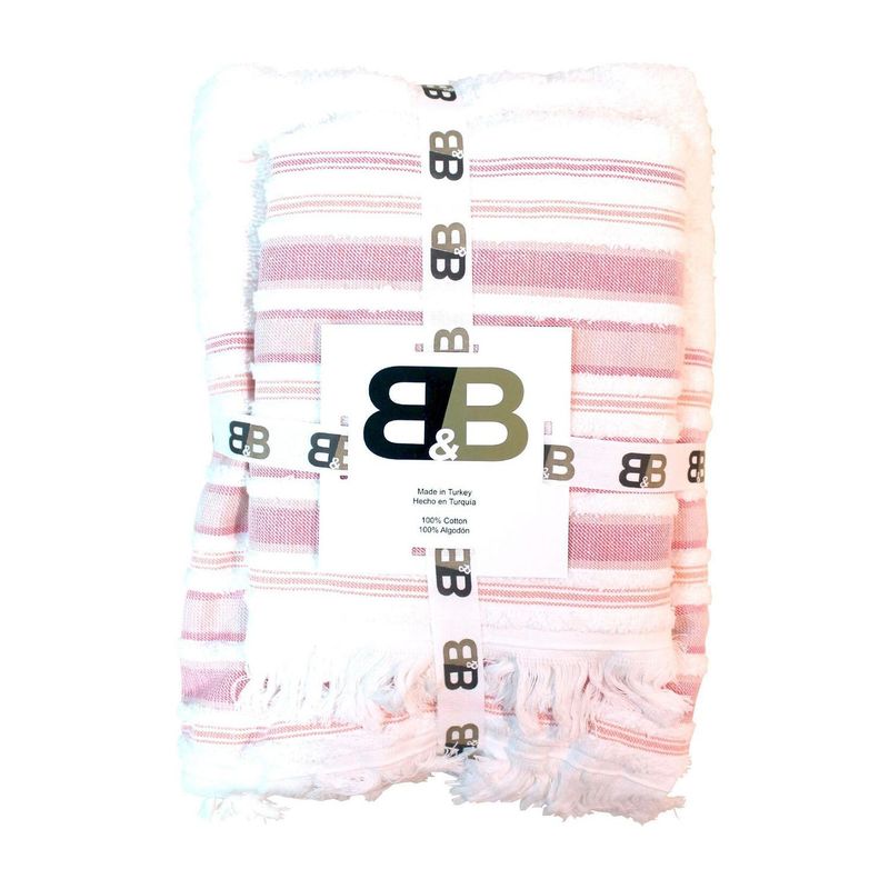 BYB - Juego De Dos Toallas Turcas Rosa/blanco B&b Kitchen - SC