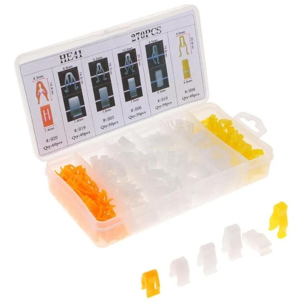 PARTYGLOBOS - Kit 270 Clip Broche Retencion Plastico Auto Lata Tapabarro