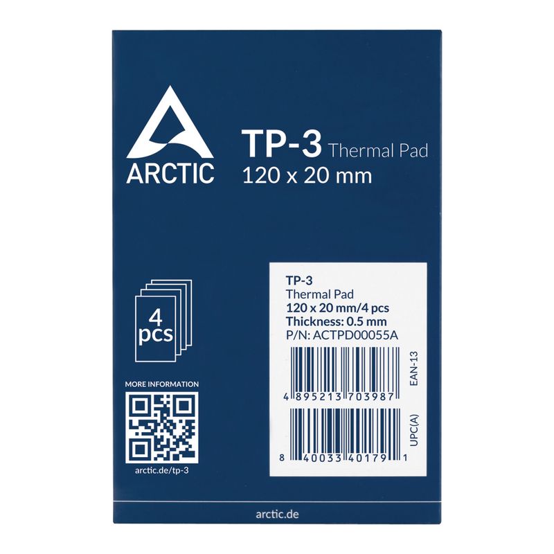 ARTIC - Paquete de Pads Térmicos ARCTIC TP-3 120x20mm 0.5mm 4 pcs