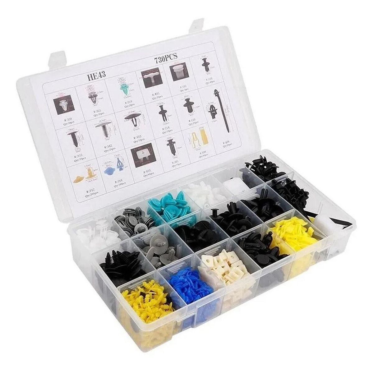 PARTYGLOBOS - Kit 730 Clip Broche Retencion Plastico Auto Lata Tapabarro