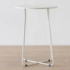 AMOBLE - Mesa Lateral Marchena Circular Metal Blanca V Amoblé.