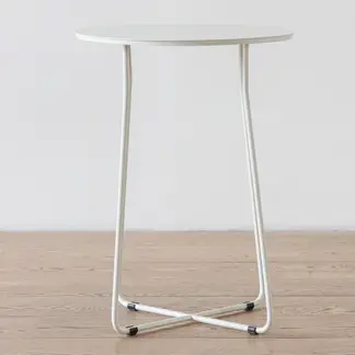 AMOBLE - Mesa Lateral Marchena Circular Metal Blanca V Amoblé