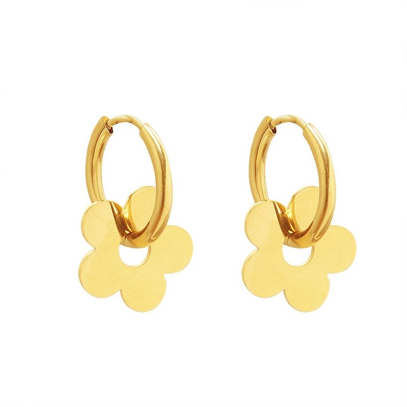 LUX JOYAS - Aros Baño Oro Amarillo 18k Argollas Flor