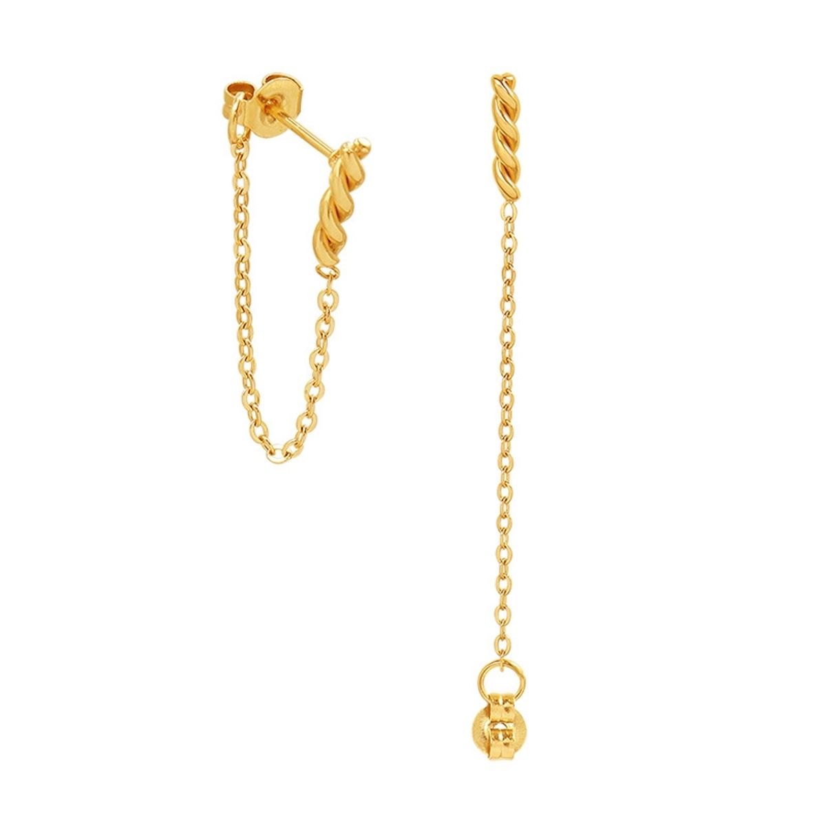LUX JOYAS - Aros Baño Oro Amarillo 18k Tornillo Enroscado Cadena