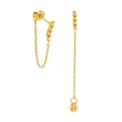 LUX JOYAS - Aros Baño Oro Amarillo 18k Tornillo Enroscado Cadena