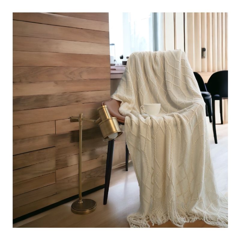 MANDIRHOME - Manta Carolina Crudo 180x120cms