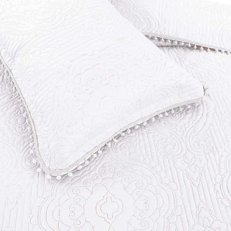 GENERICO - Cubrecama Quilt De Verano 2 Plazas Queen Pompones Blanco
