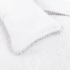 GENERICO - Cubrecama Quilt De Verano 2 Plazas Queen Pompones Blanco