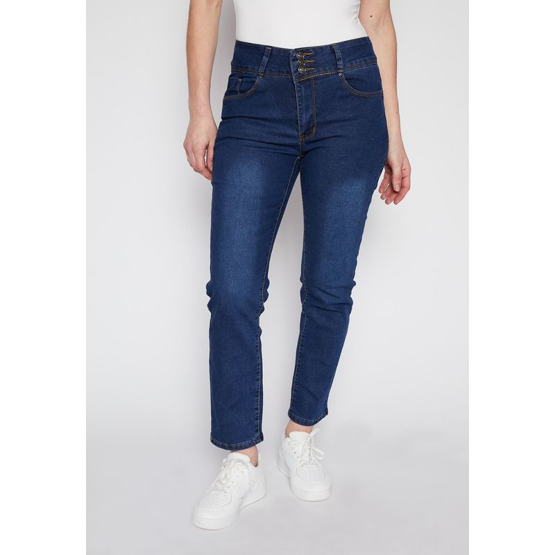 FAMILY SHOP - Jeans Mujer Semi Pitillos Azul Family Shop