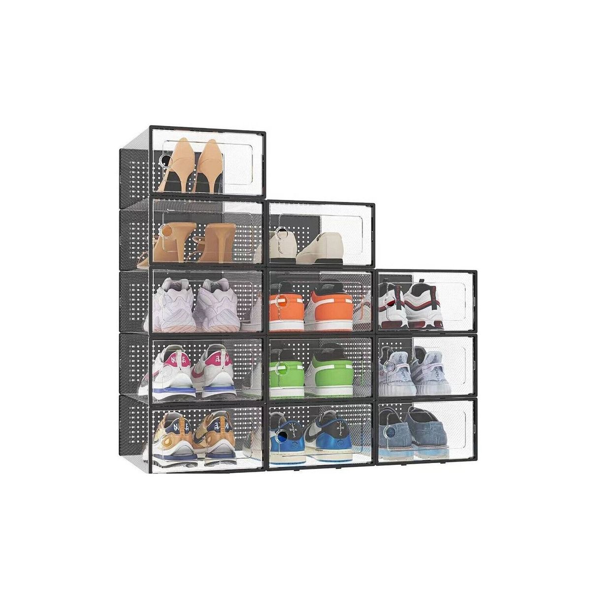 U BUY - Caja Organizadora De Zapatos Set X4 Unidade Apilables Firmes NEGRO