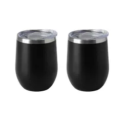 CASATUA - Vasos Termicos Acero Inoxidable Frío-Calor 340ml Set 2 unids - Negro