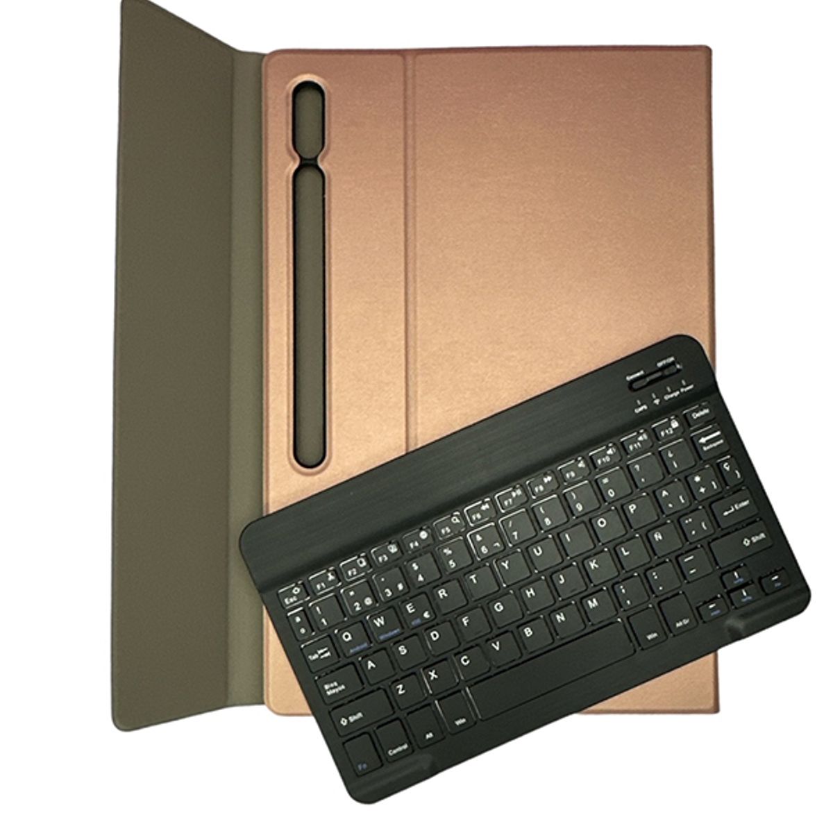 JOIGO - Funda Con Teclado Con Ñ Para Samsung Galaxy Tab S8 Ultra Rosa