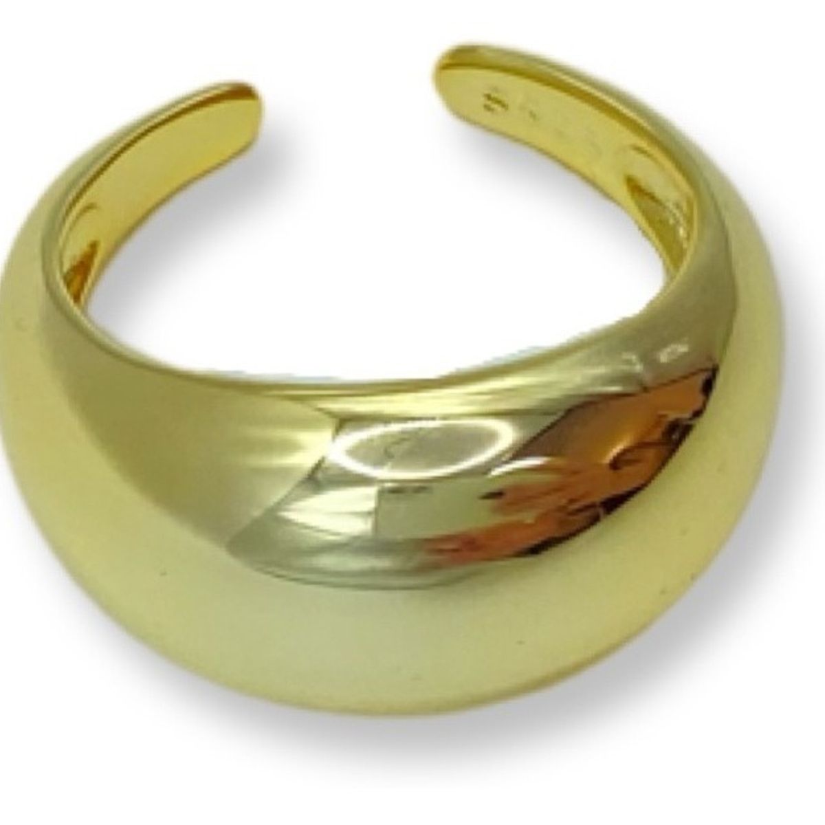 GENERICO - Anillo Grueso Inflado Bombé Sello Plata S925 Baño Oro  Caja