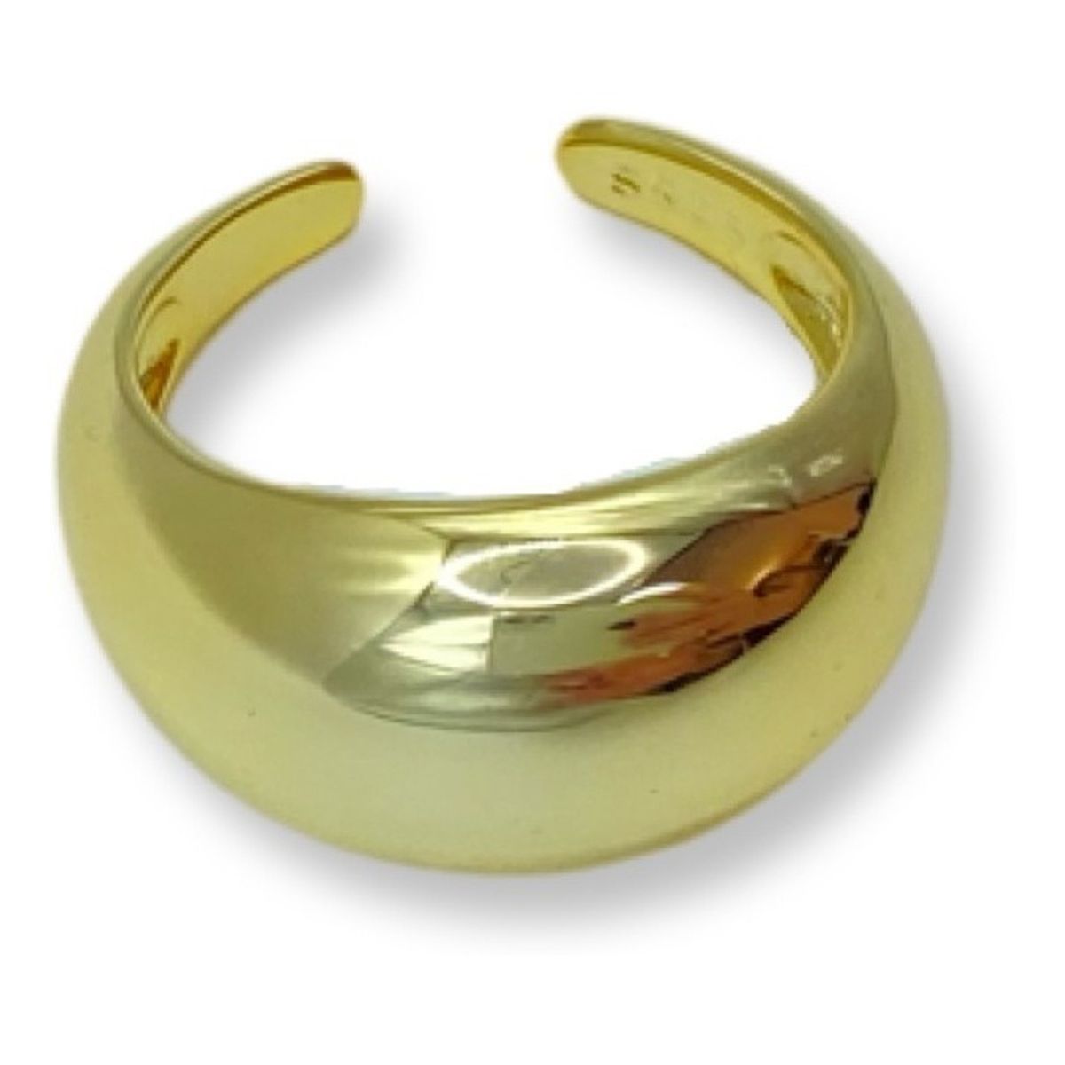 GENERICO - Anillo Grueso Inflado Bombé Sello Plata S925 Baño Oro  Caja
