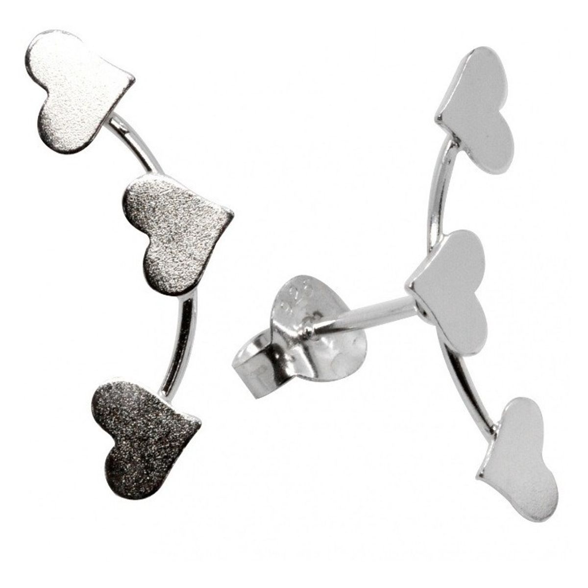 GENERICO - Aros Trepadores Tres Corazones Plata Ley 925