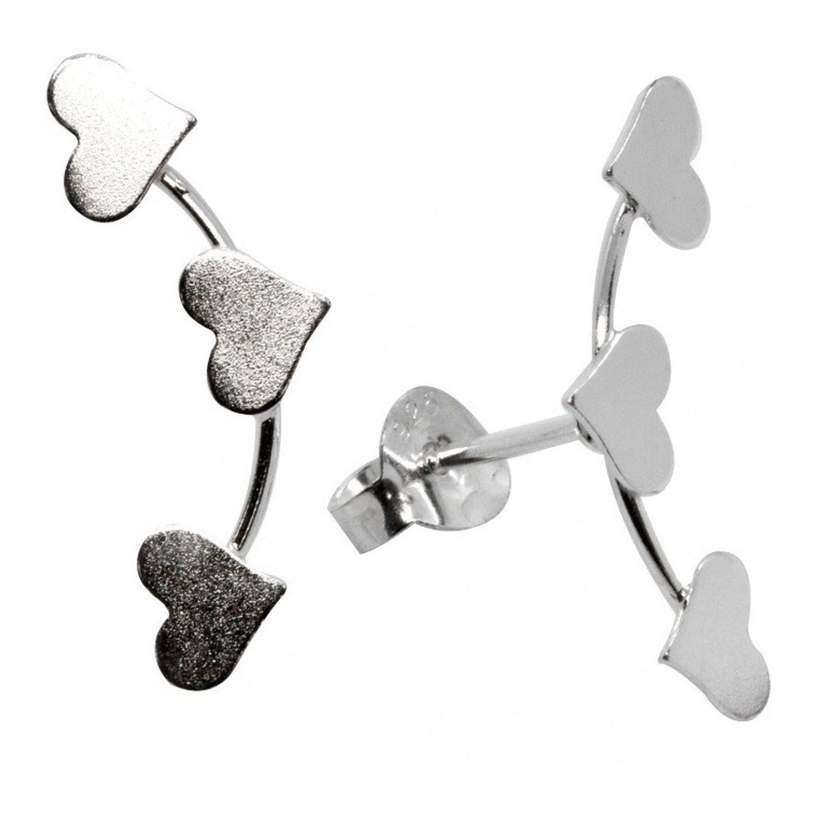 GENERICO - Aros Trepadores Tres Corazones Plata Ley 925