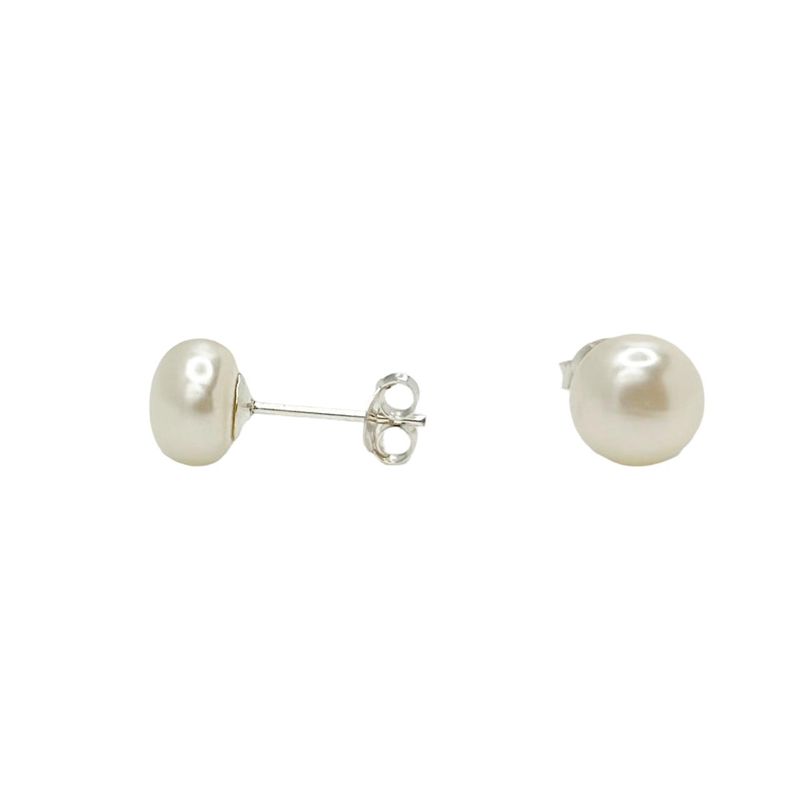 GENERICO - Aros Perla  Blanca 8 Mm Plata Italiana Ley 925
