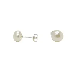 GENERICO - Aros Perla Blanca 8 Mm Plata Italiana Ley 925