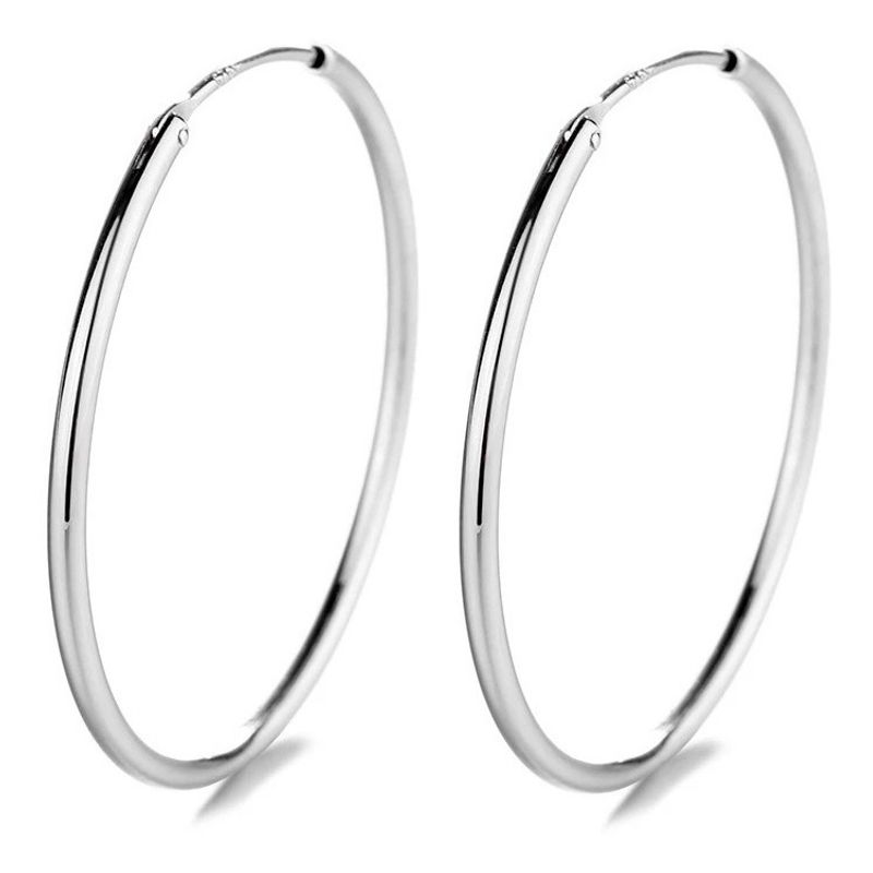 GENERICO - Aro Argolla Medianas Mujer Plata Italiana Ley 925 De 30mm