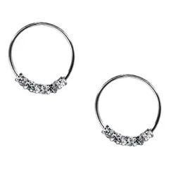 GENERICO - Aros Piercing Septum Circones Blancos Plata Fina 925 + Caja