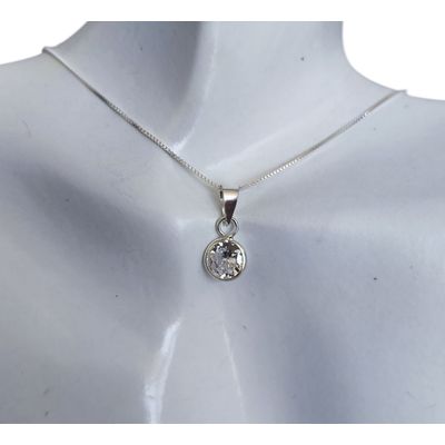 Imagen 2 del producto Collar Mujer Punto De Luz Con Circón Plata Italiana Ley 925