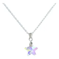 GENERICO - Collar Cadena Estrella Swarovski Plata Fina Ley 925 + Caja