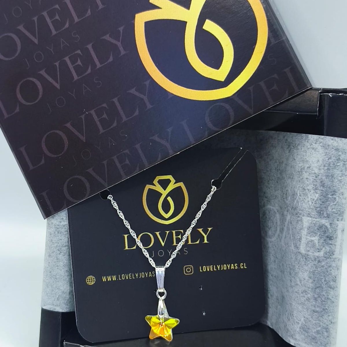 GENERICO - Collar Cadena Estrella Swarovski Plata Fina Ley 925 + Caja