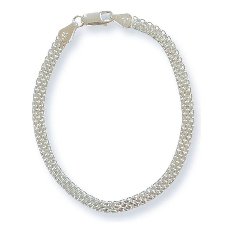 GENERICO - Pulsera Tejido Chino 17 Cm Plata Ley Italiana 925 Mas Caja