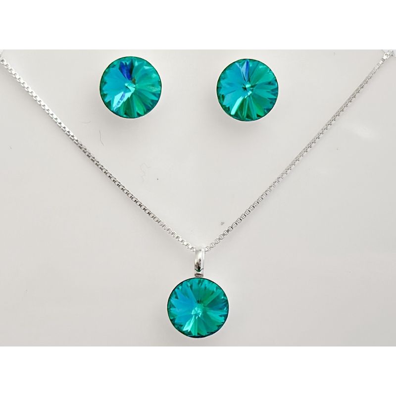 GENERICO - Conjunto Cadena Aros Swarovski Calipso Plata 925 + Caja