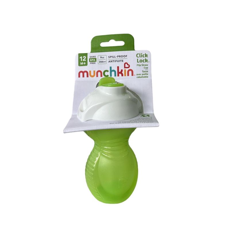 MUNCHKIN - Vaso Antiderrame Con Bombilla Flip Click & Lock 266 ml Munchkin - Verde