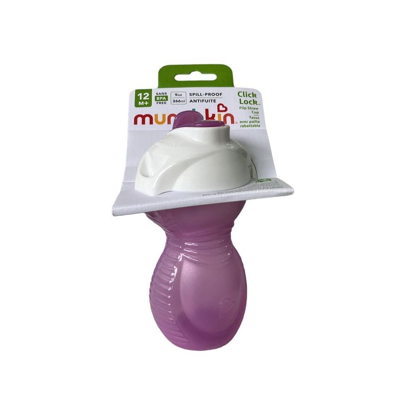 MUNCHKIN - Vaso Antiderrame Con Bombilla Flip Click & Lock 266 ml Munchkin - Lila