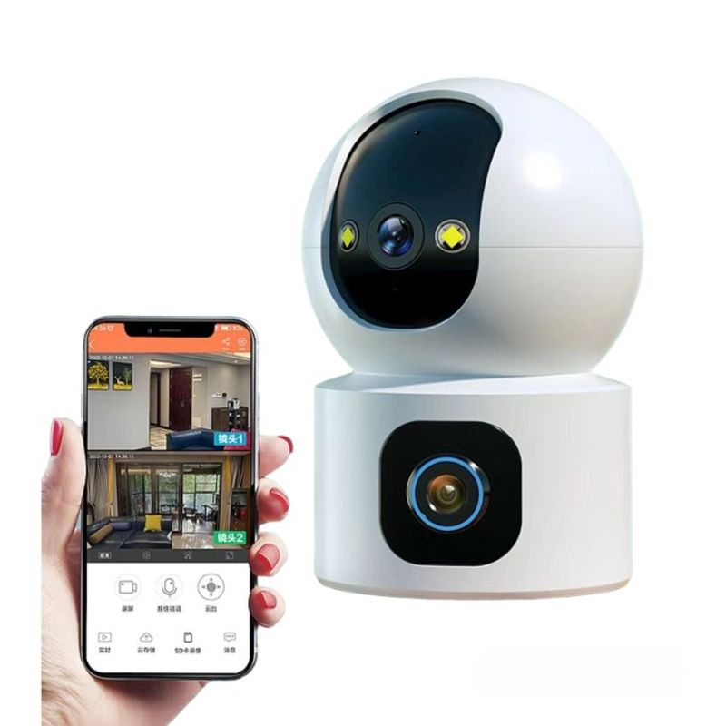 GENERICO - Cámara doméstica WIFI de doble lente Protección y vigilancia integral