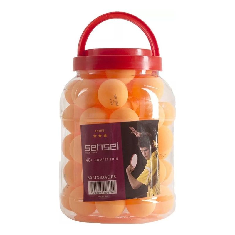 SENSEI - Pelotas De Ping Pong Sensei® 3 Estrellas Frasco 60 Unid.