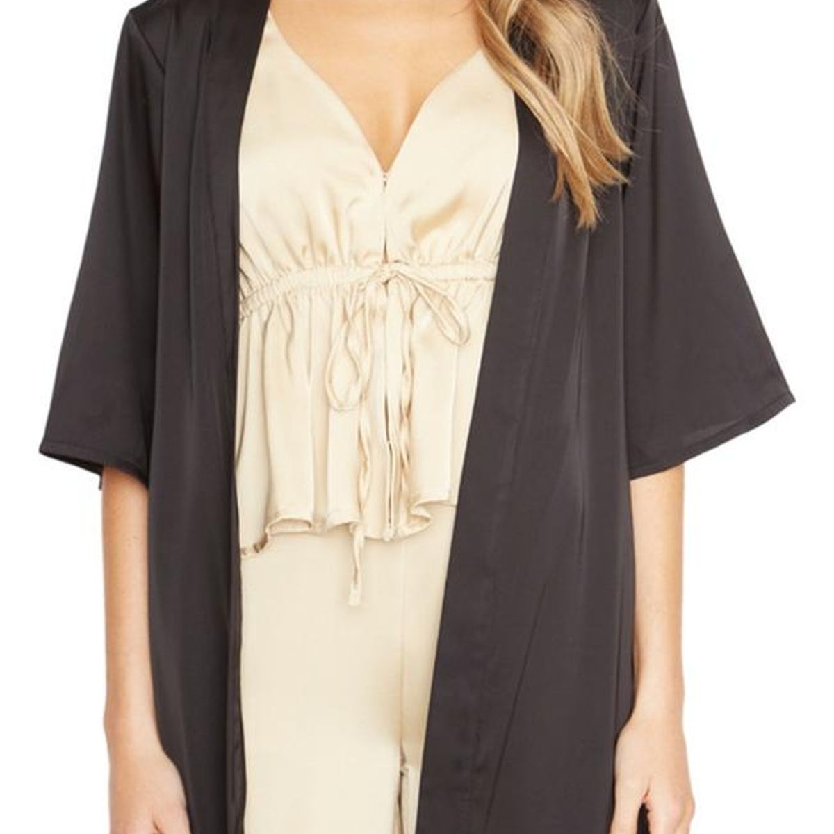 JACINTA TIENDA - Kimono Lis satin negro Jacinta Tienda